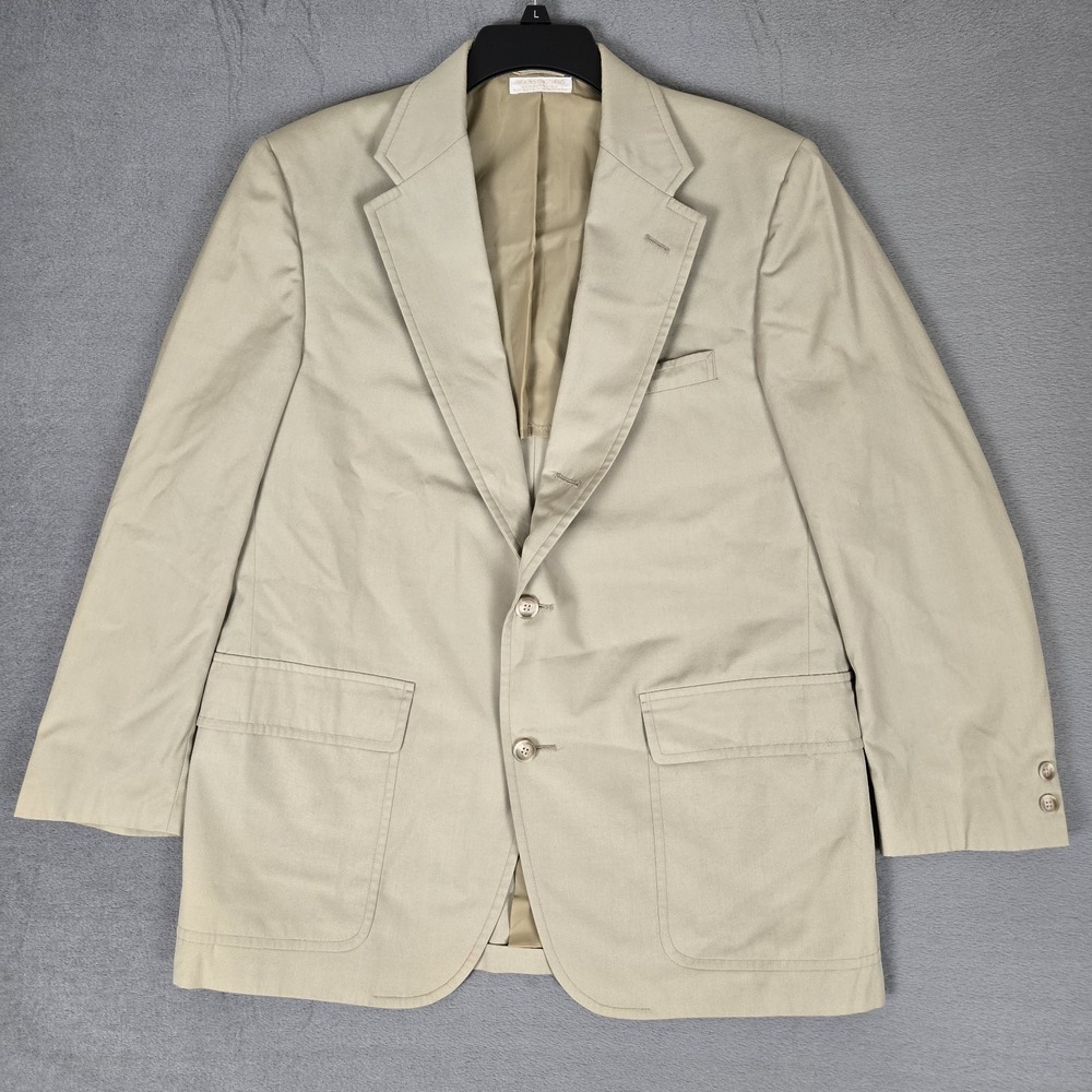 Vtg Brooks Brothers Blazer Mens‎ 43R Summer Cotton Sportcoat Khaki USA Made